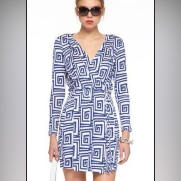 DIANE VON FURSTENBERG DEIANIRA Silk Jersey Geometric Print DRESS Size: 6. - Picture 5 of 8
